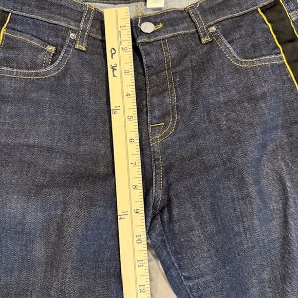 Victoria Beckham Side Stripe Tapered Jeans Dark Wash Black & Gold Stripe Size 28 - Picture 10 of 12